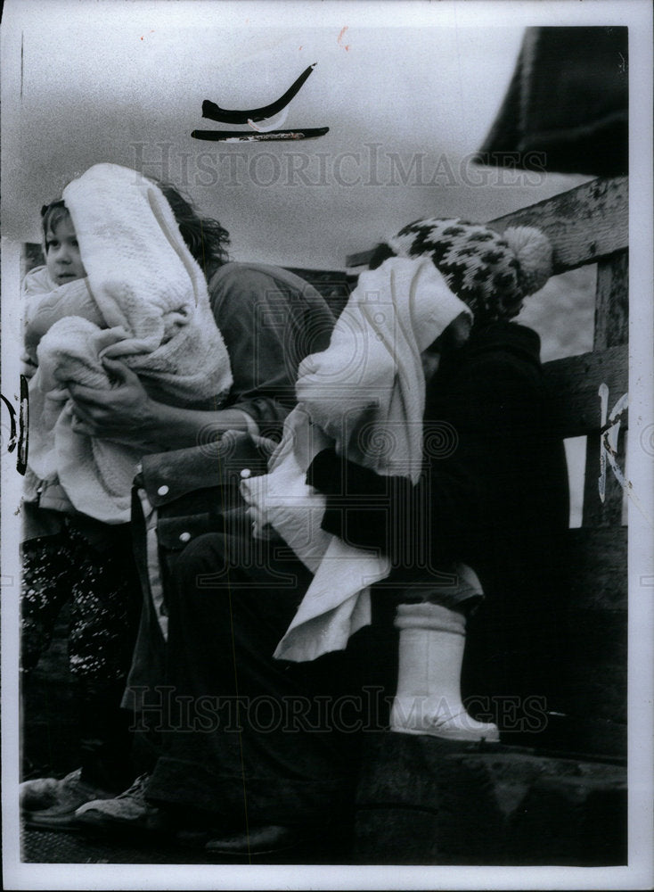 1973 Press Photo Flood Luna Pier Michigan Truck Boat - Historic Images