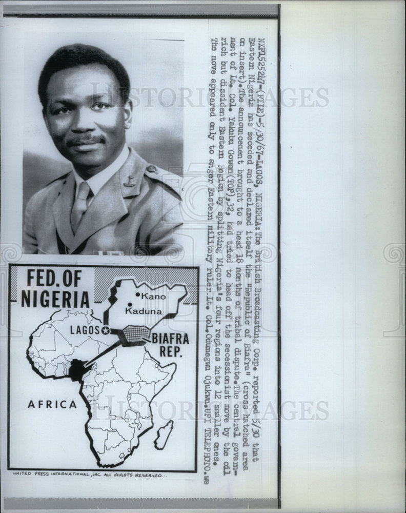 1967 Press Photo British Broadcasting Corp Yakubu Gowon - Historic Images