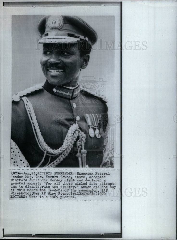 1969 Press Photo Nigerian federal leader Yakubu Biafra - Historic Images