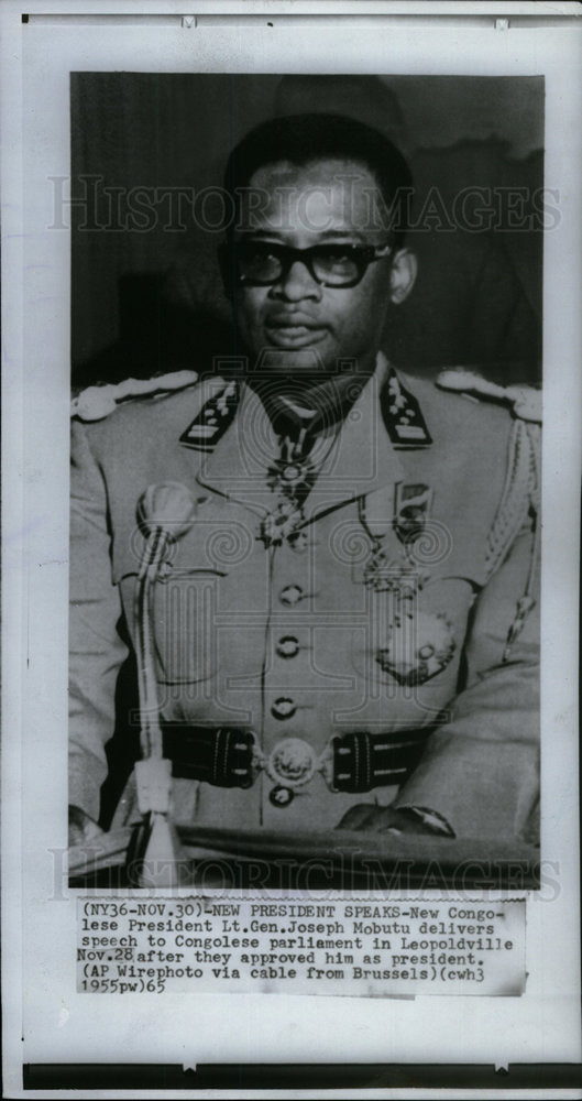 1965 Press Photo Lt Gen Joseph Mobutu president Congo - Historic Images