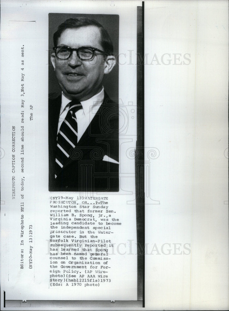 1973 Press Photo William Spong Jr Virginia Washington - Historic Images