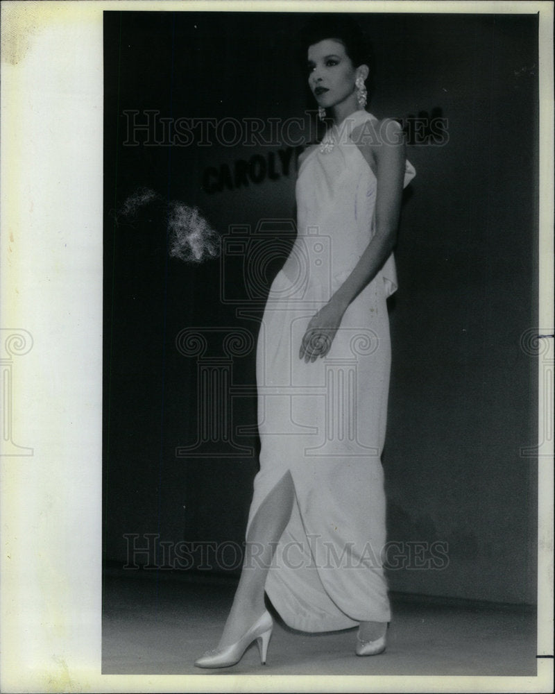 1985 Press Photo Carolyne Roehm elegant halter gown - Historic Images