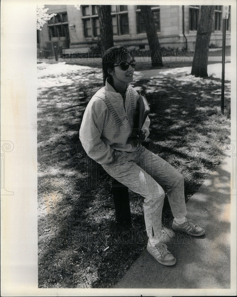 1985 Press Photo Linnea Bohn air force jacket jeans - Historic Images