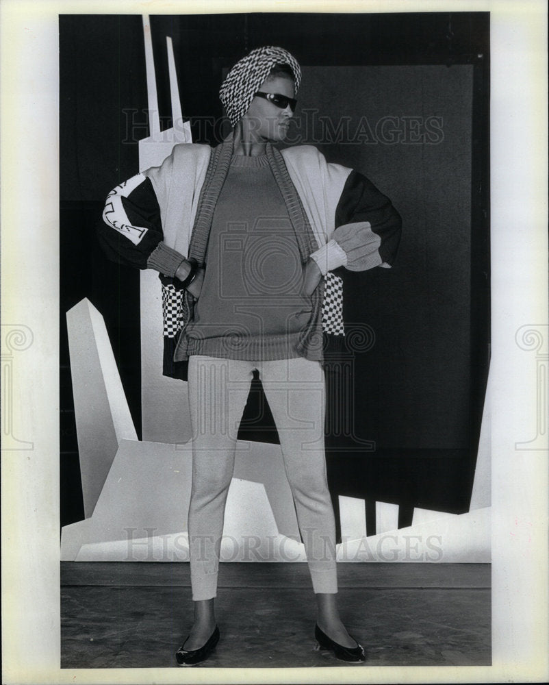 1985 Press Photo Maria Rodriguez Fashion designer knit - Historic Images