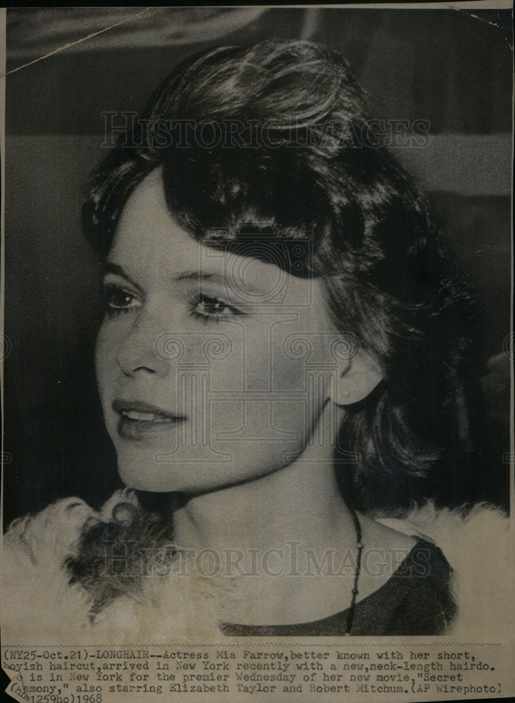 1968 Press Photo Longhair Mia Farrow Hairdo NY Boyish - Historic Images