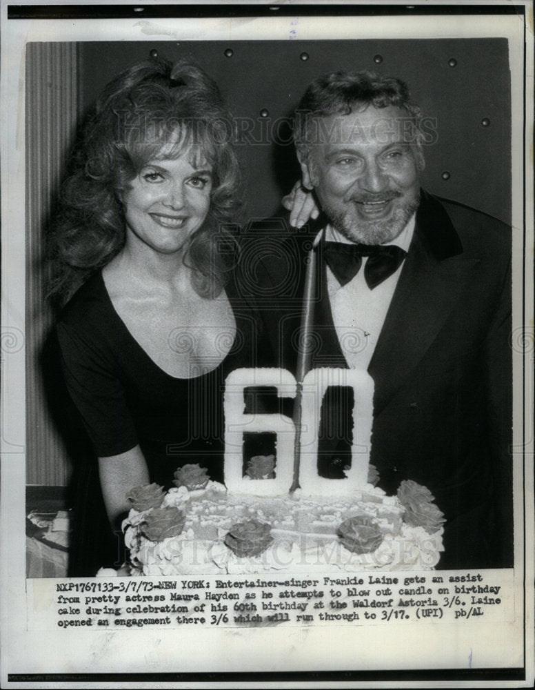 1973 Press Photo Frankie Laine Singer Maura Hayden - Historic Images