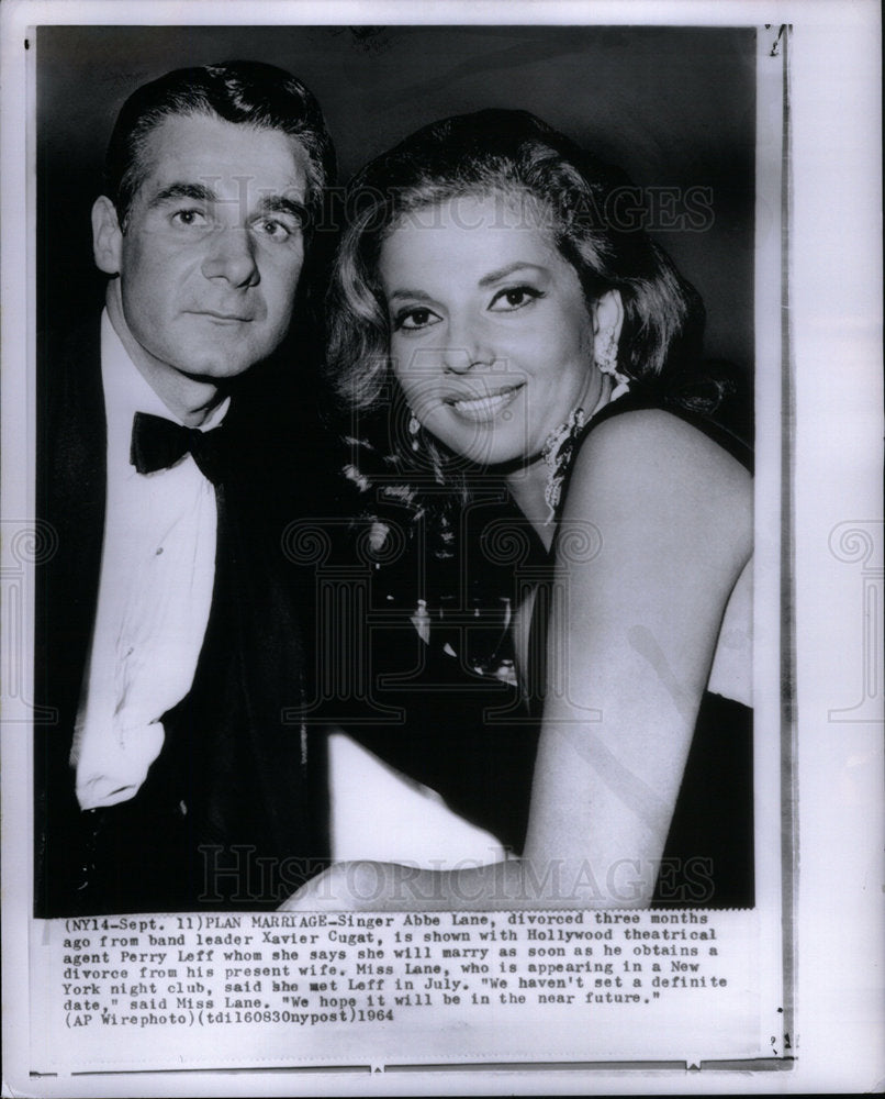 1964 Press Photo Singer Lane With Future Husband Leff - Historic Images