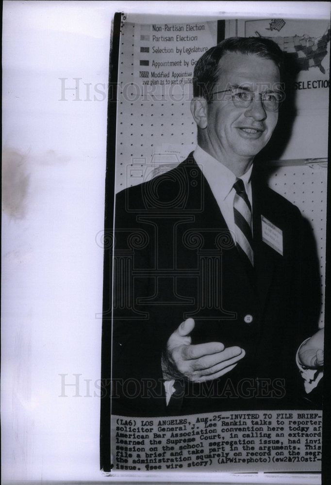 1958 Press Photo General J Lee Rankin American Bar Assn - Historic Images