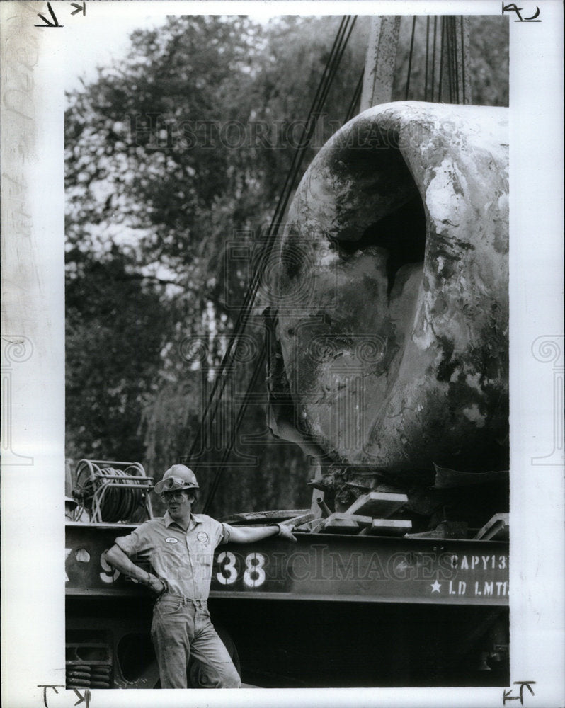 1989 Press Photo CSX Working Train Wreck - Historic Images