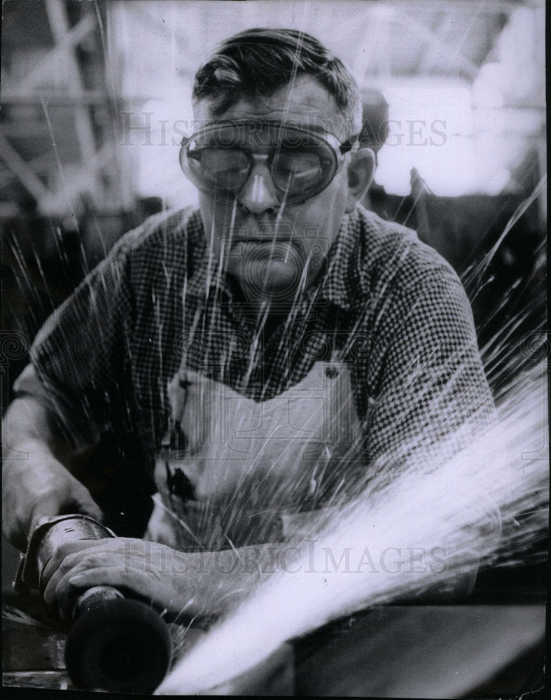 1956 Press Photo Harold Dondvan Ford Motor co working - Historic Images