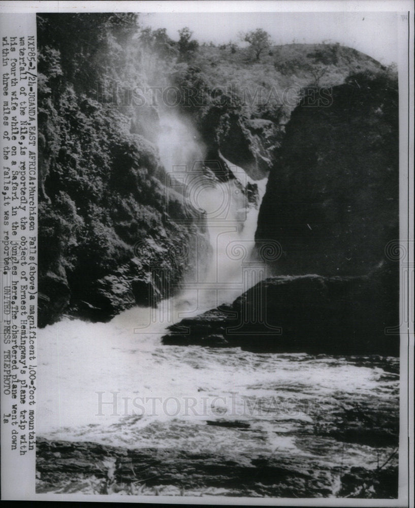 1954 Press Photo Murchison Falls Mountain Waterfall - Historic Images