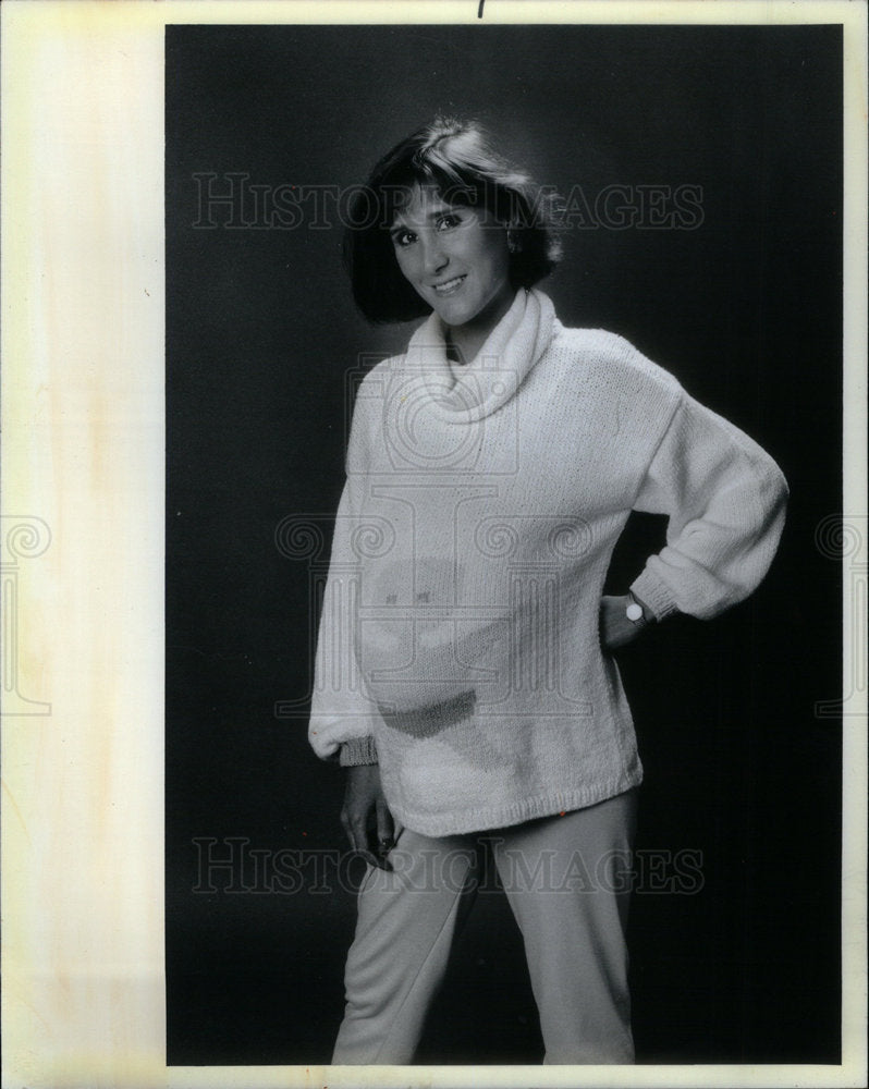 1986 Press Photo Fashion maternity sweater cotton dress - Historic Images