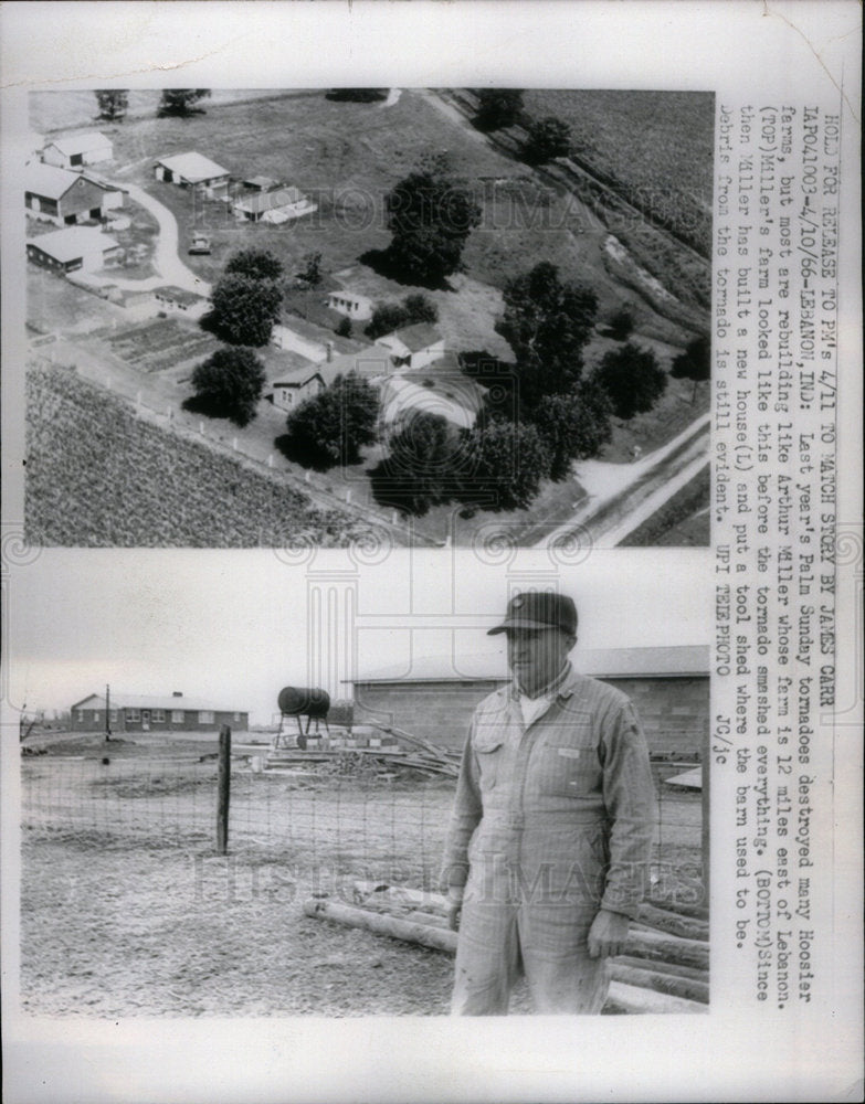 1966 Press Photo Arthur Miller Farm Tornado Indiana - Historic Images