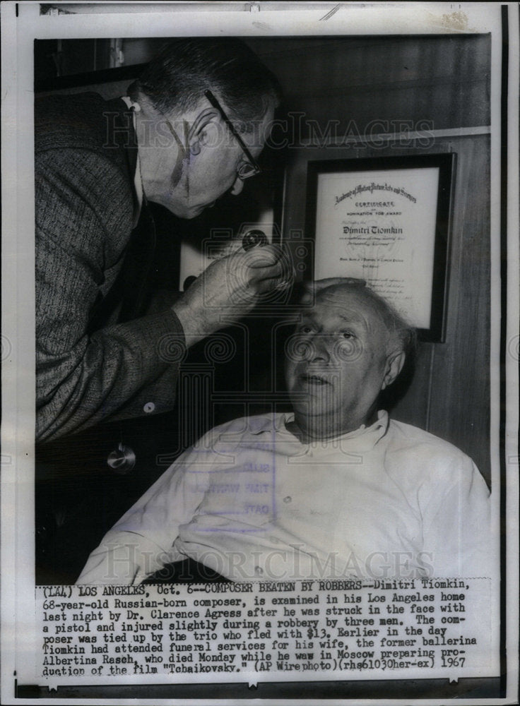 1967 Press Photo Dimitri Tiomkin Composer Conductor - Historic Images