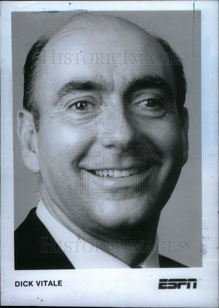 1986 Press Photo Dick Vitale ESPN Sportscaster - Historic Images