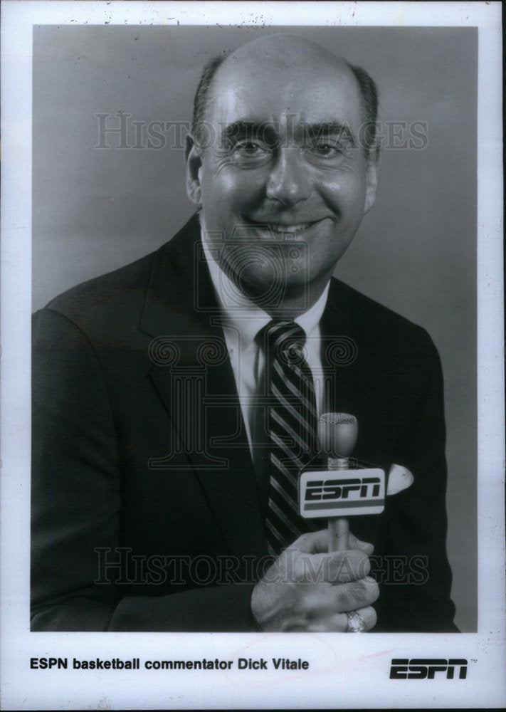 1988 Press Photo Dick Vitale ESPN Basketball Analyst - Historic Images