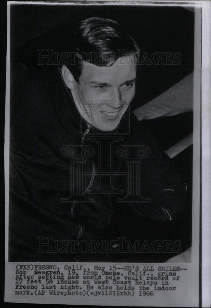 1966 Press Photo Inches World Pole Bob Seagron Omana - Historic Images