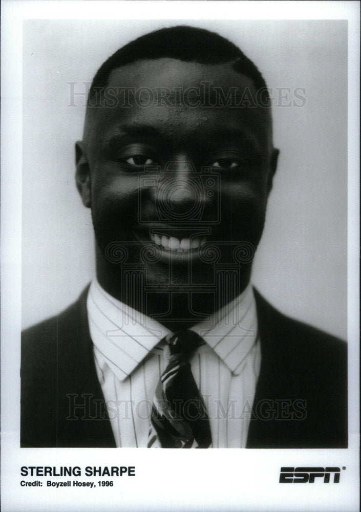 1996 Press Photo Sterling Sharpe Sportscaster ESPN - Historic Images