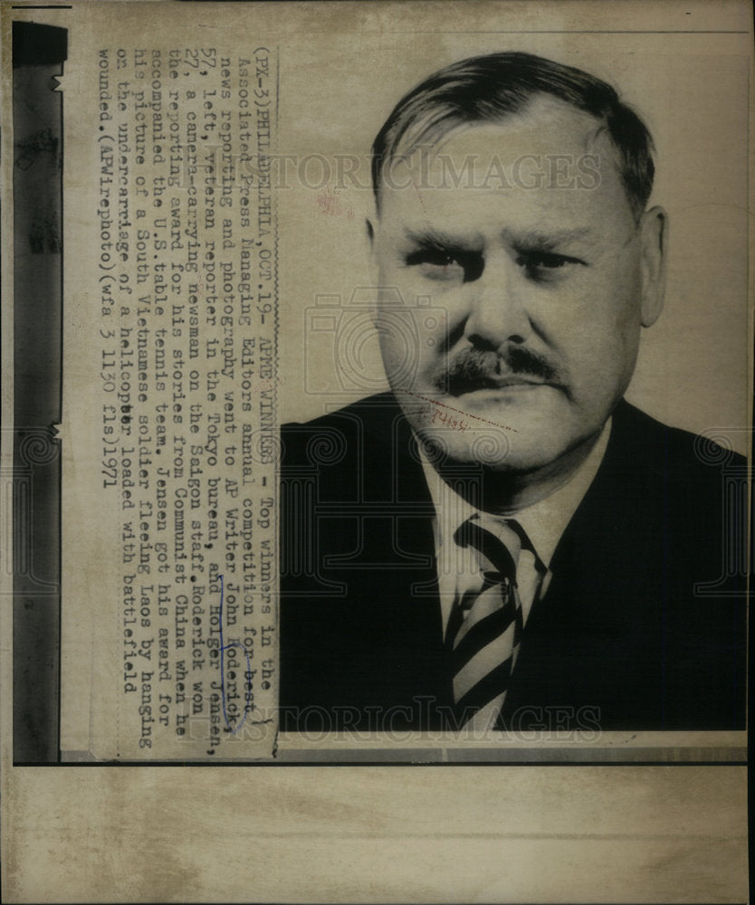 1971 Press Photo John Roderick Managing Editors Winner - Historic Images