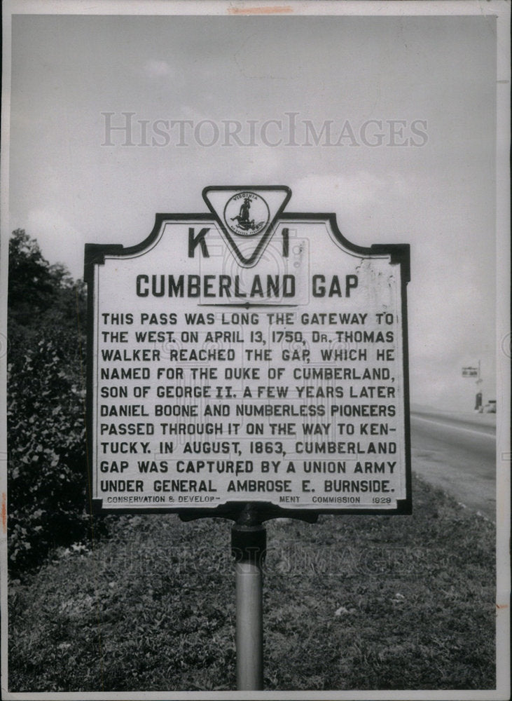 1946 Press Photo Cumberland Gap Sign/Park/Kentucky - Historic Images