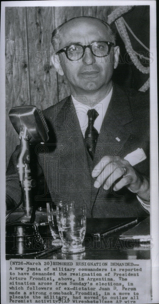 1962 Press Photo Arturo Frondizi/President Argentina - Historic Images