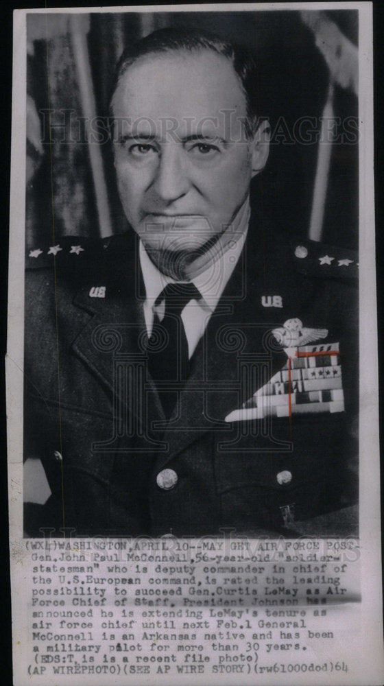 1964 Press Photo John Paul McConnell European Command - Historic Images