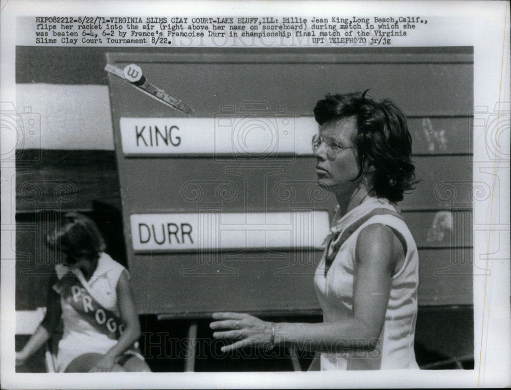 1971 Press Photo Tennis Great Billie Jean King Defeated - Historic Images