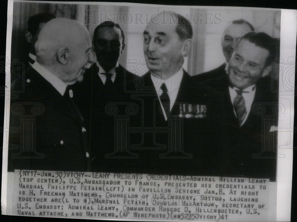 1941 Press Photo William Leahy presents his credentials - Historic Images