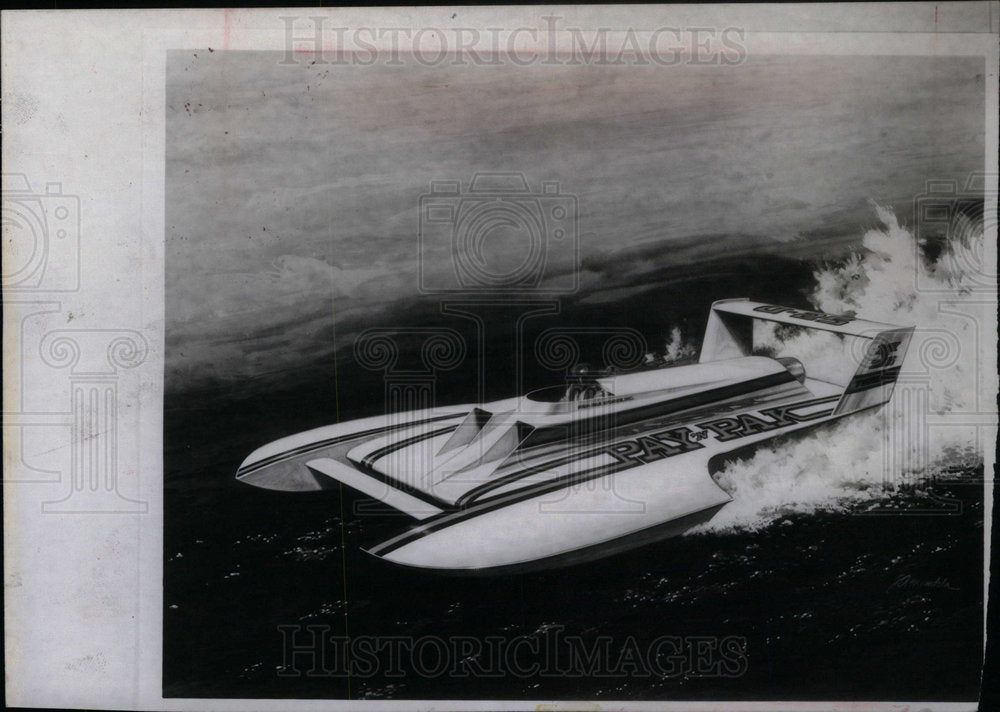 Press Photo Picture Shows Hydroplane Boat Pay Pan Water - Historic Images