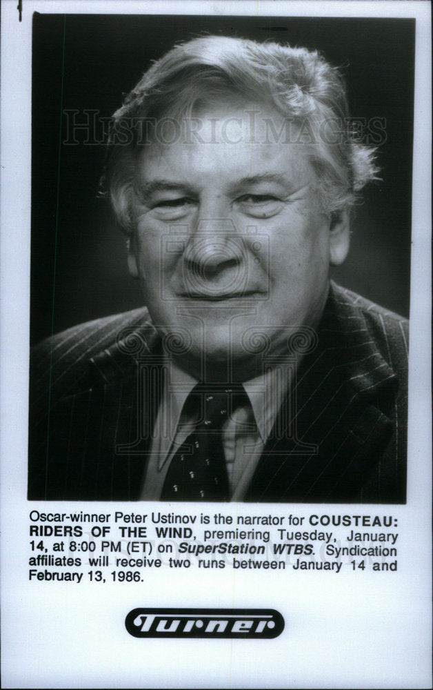 1987 Press Photo Oscar winner Peter Ustinov Cousteau - Historic Images