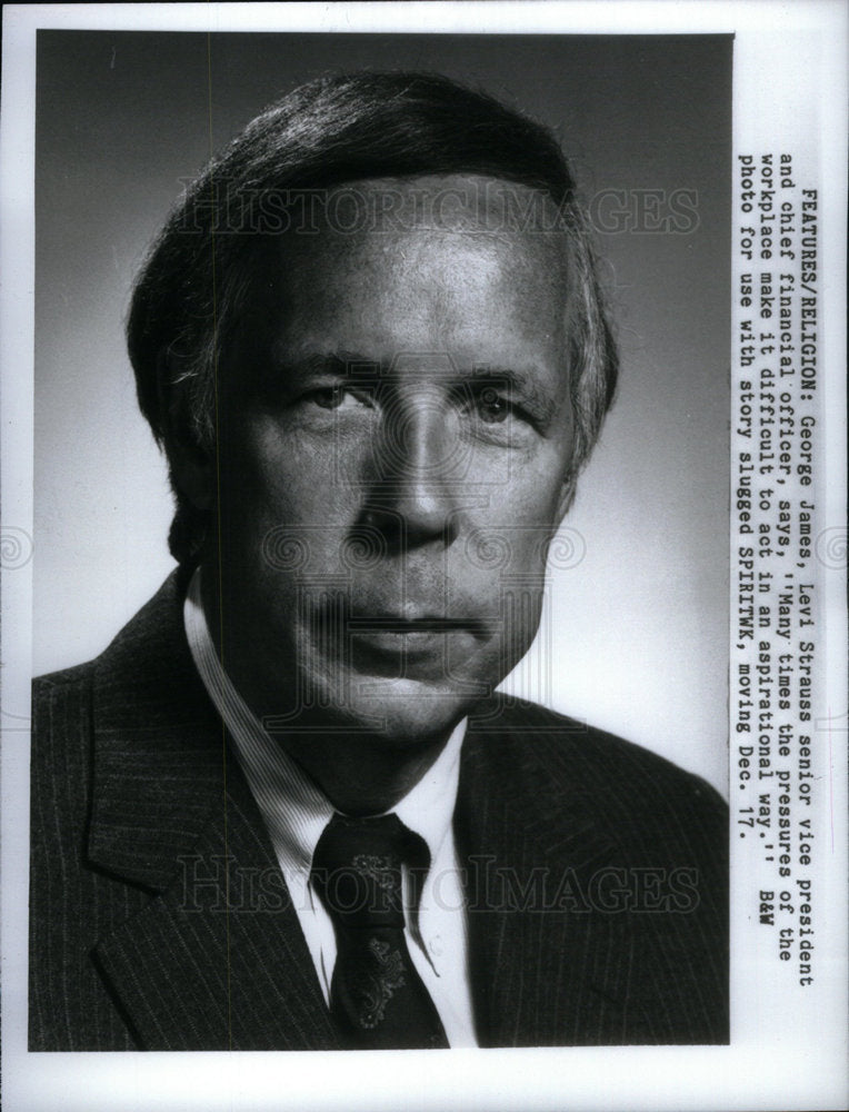 1991 Press Photo Senior VP CFO Levi Strauss George Jame - Historic Images