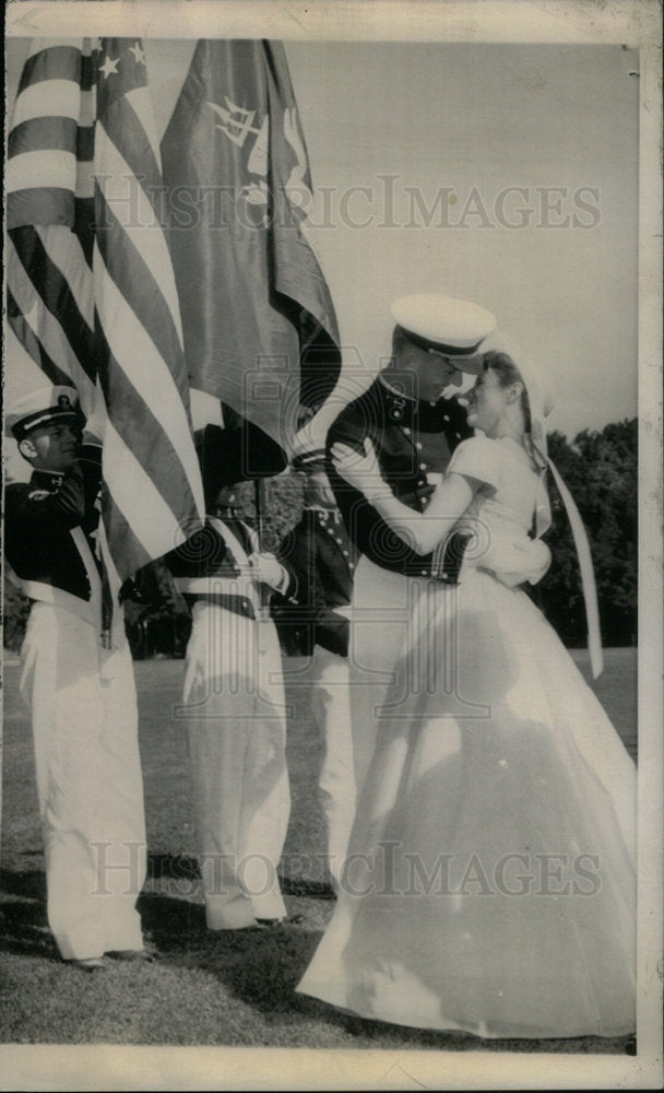 1954 Press Photo U.S. Naval Academy Flags Color Guard - Historic Images