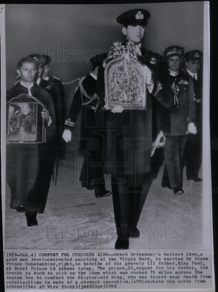 1964 Press Photo Greek Prince Carrying Holiest Icon - Historic Images