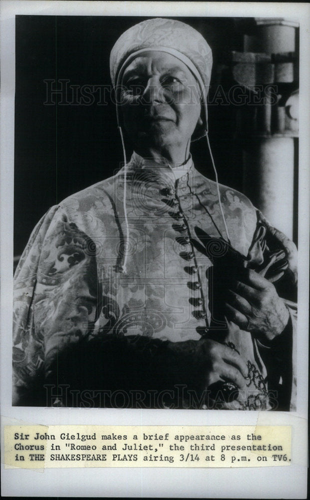 1979 Press Photo Actor John Gielgud Romeo and Juliet - Historic Images