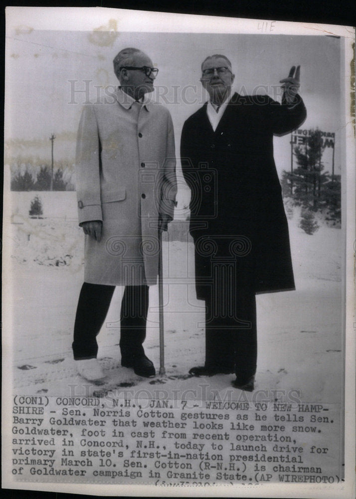 1966 Press Photo Senators Morris Cotton Barry Goldwater - Historic Images