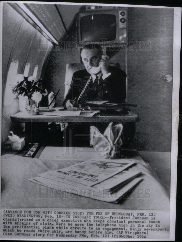 1964 Press Photo President Lyndon Johnson Air Foce One - Historic Images