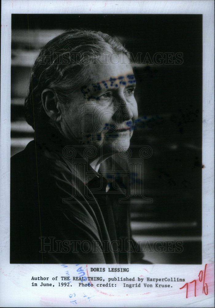 1992 Press Photo Author Doris Lessing - Historic Images