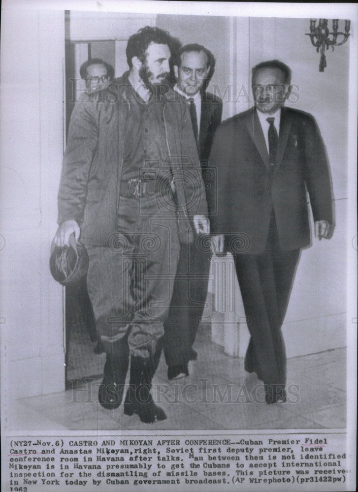 1962 Press Photo Fidel Castro Anastas Mikoyan Havana - Historic Images