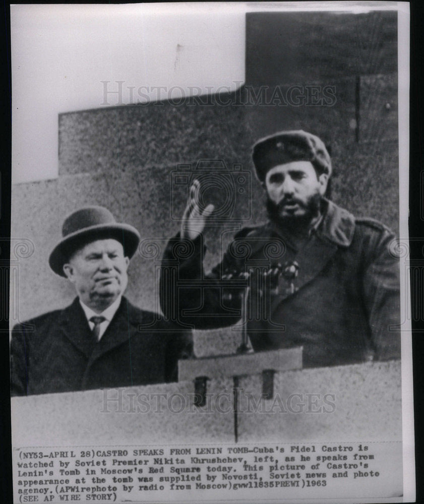 1963 Press Photo Fidel Castro Nikita Khrushchev Lenin - Historic Images