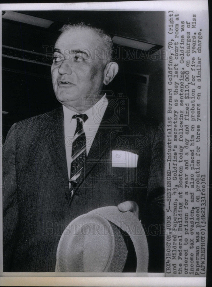 1961 Press Photo Bernard Goldfine Boston Industrialist - Historic Images