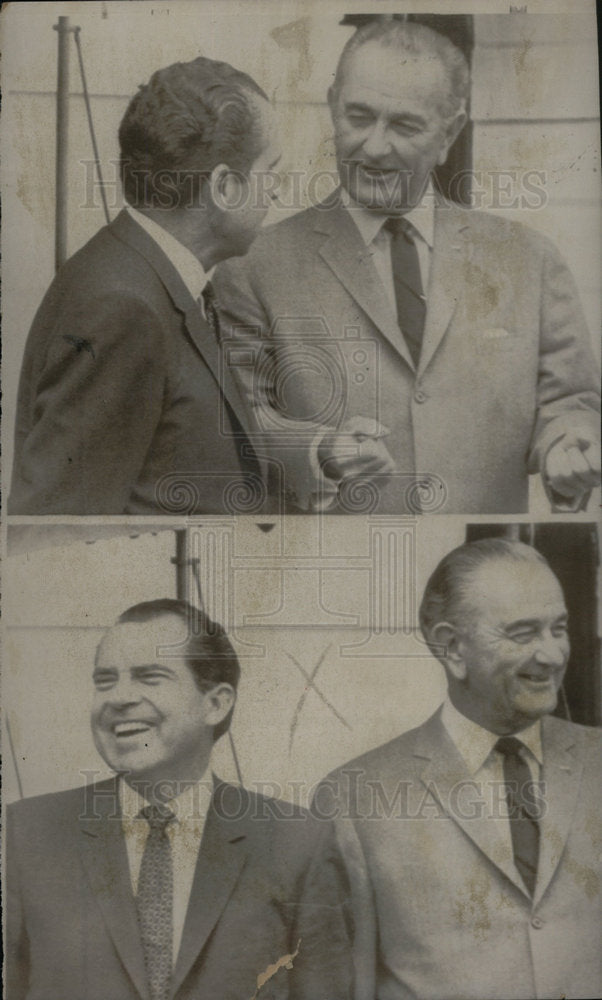 1968 Press Photo Nixon Speaking With Man Outside - Historic Images