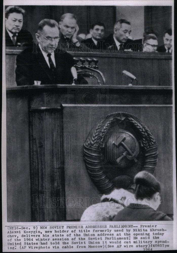 1964 Press Photo New Soviet Premier Address Parliament - Historic Images