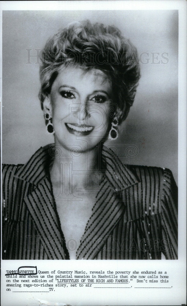 1986 Press Photo Country Music Singer Wynette Special - Historic Images