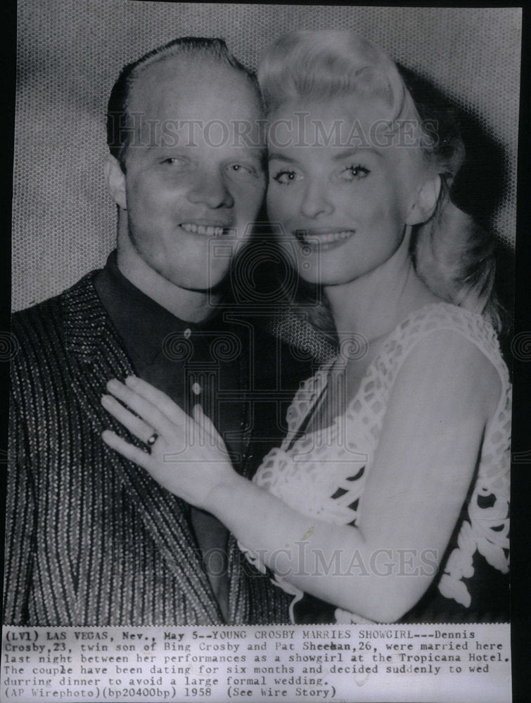 1958 Press Photo Dennis Crosby married Pat - Historic Images