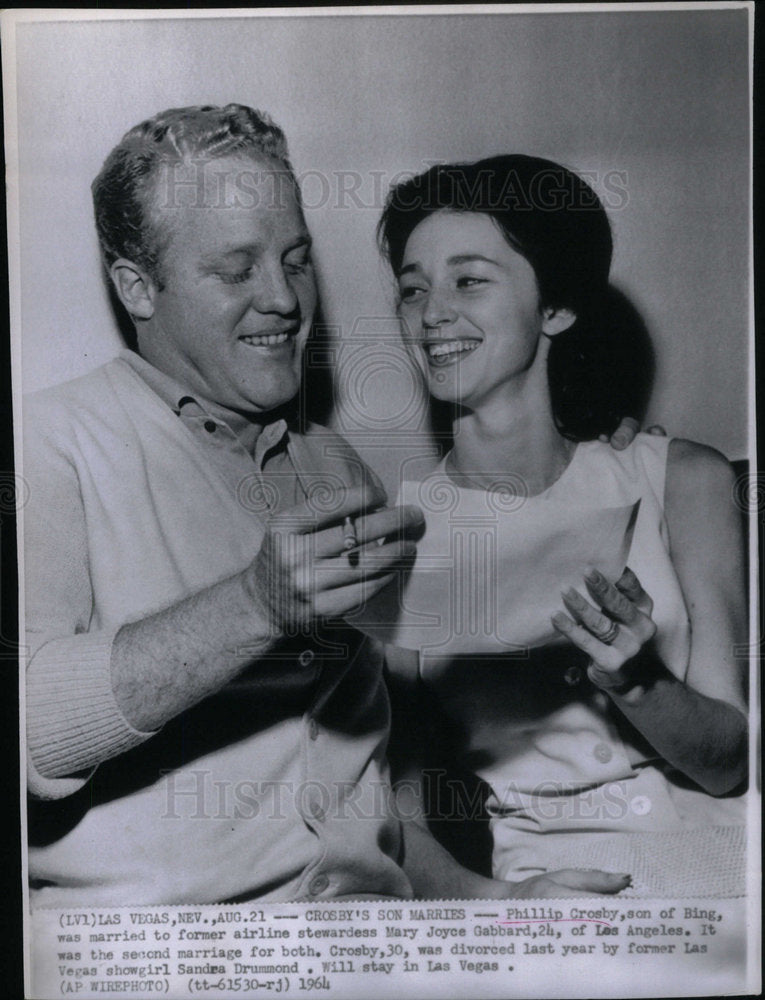 1964 Press Photo Phillip Crosby Marries Mary Gabbard - Historic Images