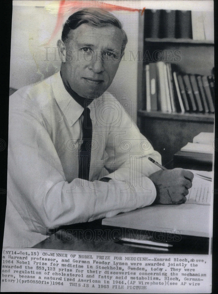 1964 Press Photo Co Winner Nobel Prize Medicien Bloch - Historic Images