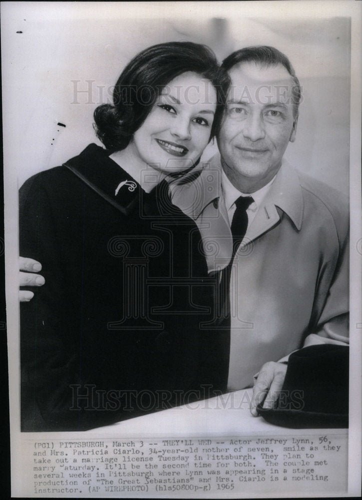 1965 Press Photo Jeffrey Lynn Patricia Ciarlo Marriage - Historic Images