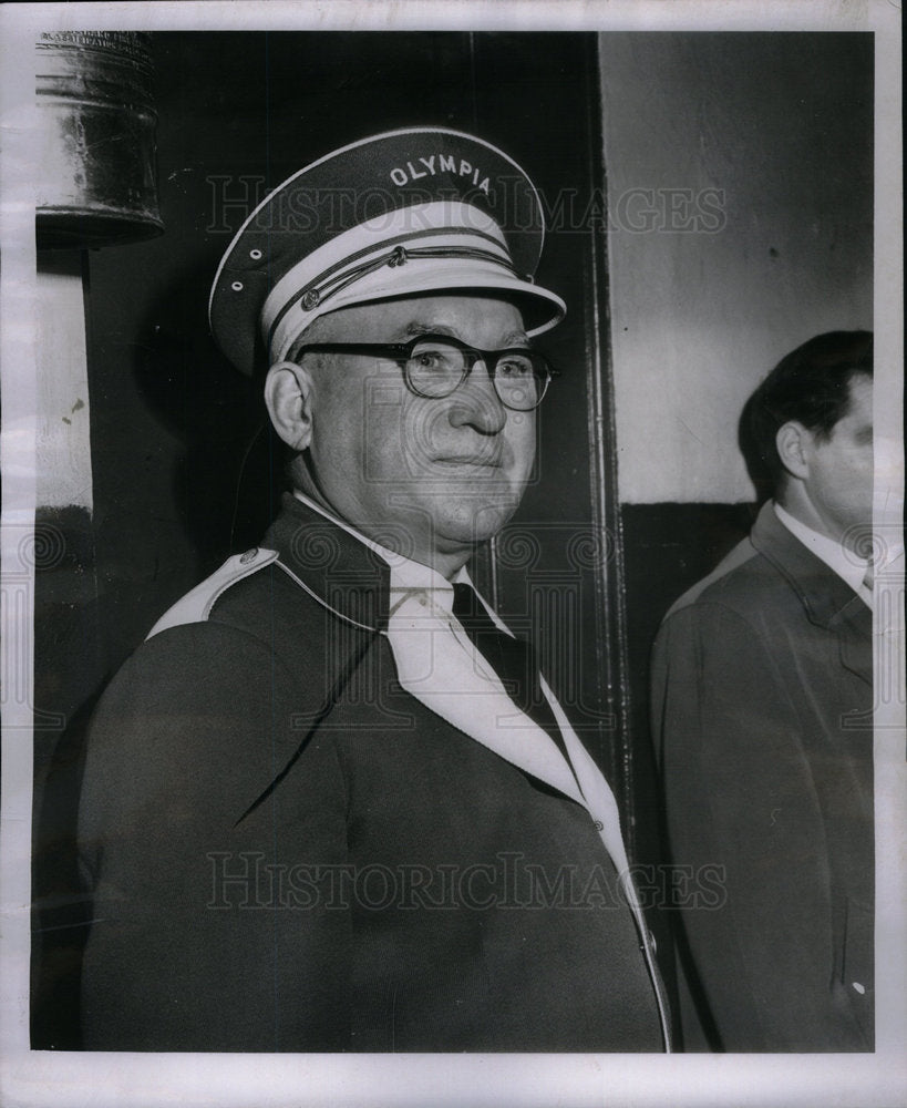 1954 Press Photo Henry (Red) Sullivan, Olympia Doorman. - Historic Images