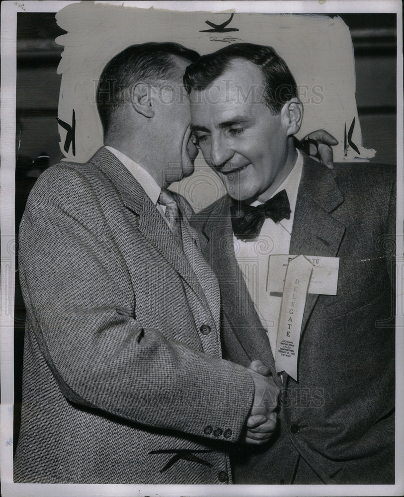 1953 Press Photo Rep State Chairman Feikens Shake Hands - Historic Images