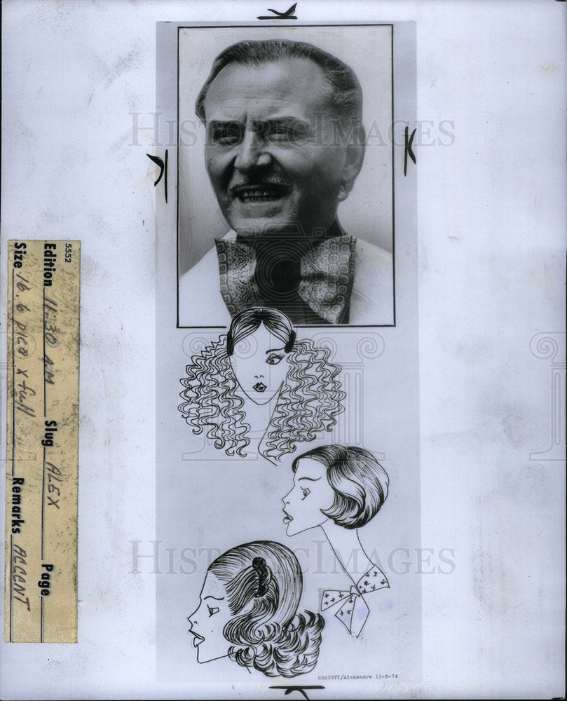 1974 Press Photo Hairstylist Alexandre Design Drawings - Historic Images